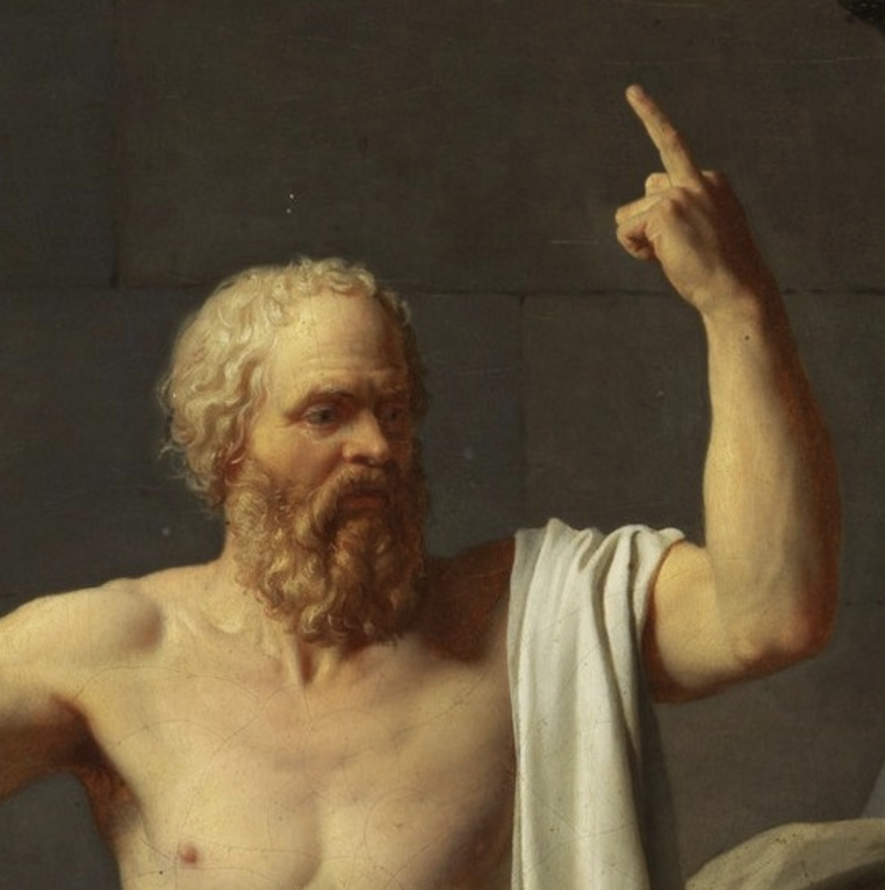 Socrates flipping the bird.
